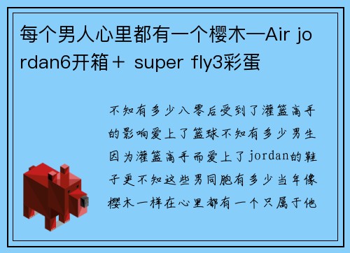 每个男人心里都有一个樱木—Air jordan6开箱＋ super fly3彩蛋